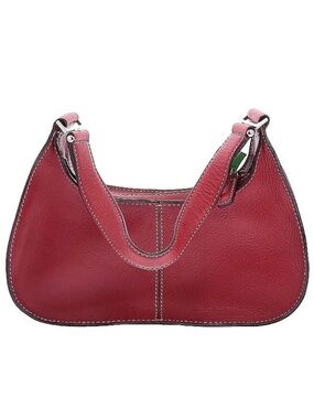 COLE HAAN Red genuine leather handbag with silver accents